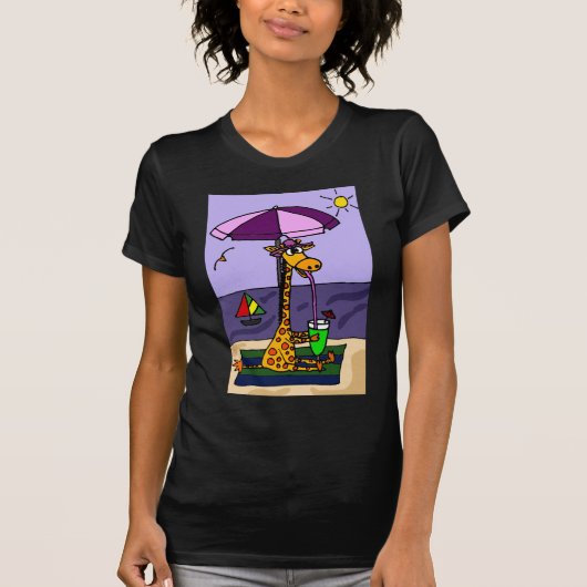 Funny Giraffe bij het strand T-shirt (Voorkant)