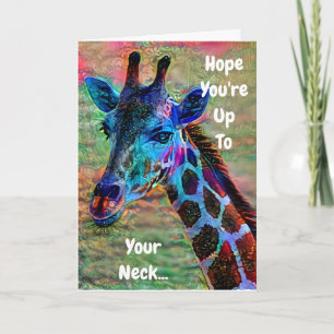 Funny Giraffe Birthday Kaart