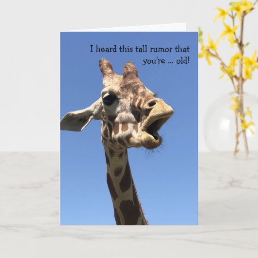 Funny Giraffe Birthday Kaart (Gele Bloem)