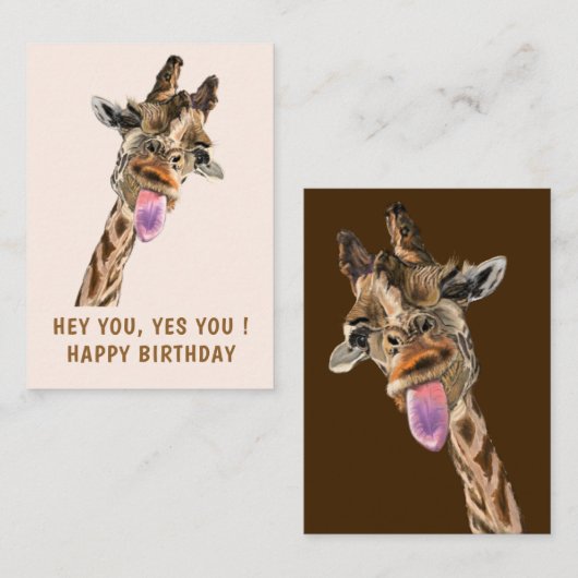 Funny Giraffe Birthday Kaart Notitiekaartje (Voorkant / Achterkant)
