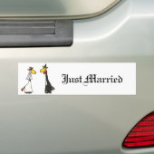 Funny Giraffe Bride en Groom Wedding Cartoon Bumpersticker (Op auto)