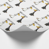 Funny Giraffe Bride en Groom Wedding Cartoon Cadeaupapier (Hoek)