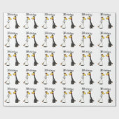 Funny Giraffe Bride en Groom Wedding Cartoon Cadeaupapier (Vlak)