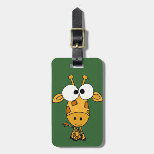 Funny Giraffe Cartoon Bagagelabel