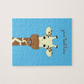 Funny giraffe cartoon blauw aangepaste kinder puzz legpuzzel (Horizontaal)