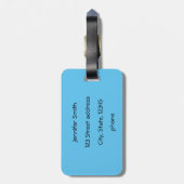 Funny giraffe cartoon blauw bagagelabel (Achterkant verticaal)