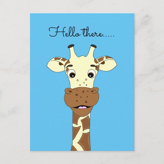 Funny giraffe cartoon blauw Hallo kinder briefkaar Briefkaart (Voorkant)
