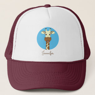 Funny giraffe cartoon blue name pet
