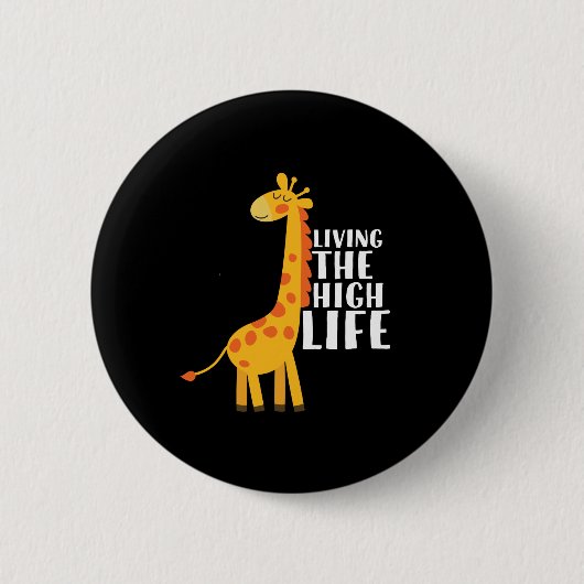 Funny Giraffe Cartoon met een hoog leven Ronde Button 5,7 Cm (Voorkant)