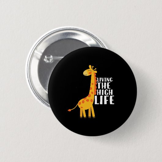 Funny Giraffe Cartoon met een hoog leven Ronde Button 5,7 Cm (Voorkant /achterkant)