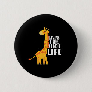 Funny Giraffe Cartoon met een hoog leven Ronde Button 5,7 Cm