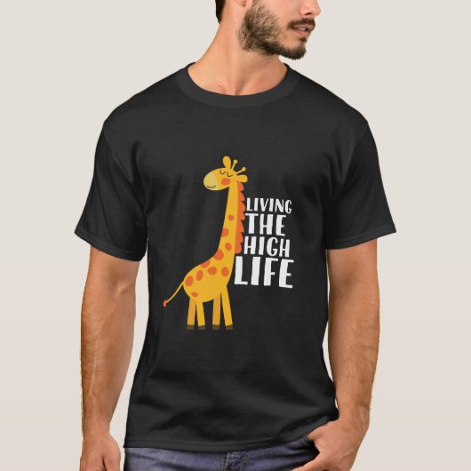 Funny Giraffe Cartoon met een hoog leven T-shirt (Voorkant)