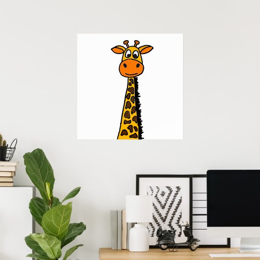 Funny Giraffe Cartoon Poster (Thuiskantoor)