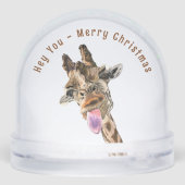 Funny Giraffe Christmas Sneeuwbol (Achterkant)