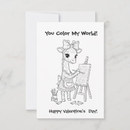 funny Giraffe Coloring Maze Classroom Valentine  Bedankkaart