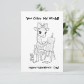 funny Giraffe Coloring Maze Classroom Valentine  Bedankkaart (Staand voorkant)