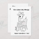 funny Giraffe Coloring Maze Classroom Valentine  Bedankkaart (Voorkant / Achterkant)