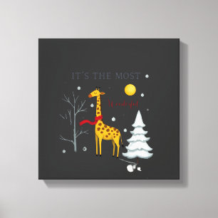 Funny Giraffe De Meest Wondere Tijd Kerstmis T- Canvas Afdruk
