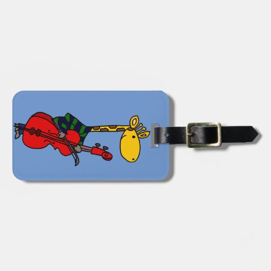 Funny Giraffe die Cello Art speelt Bagagelabel (Voorkant horizontaal)
