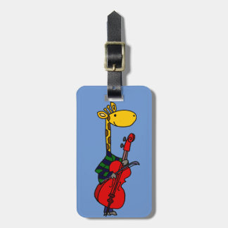 Funny Giraffe die Cello Art speelt Bagagelabel