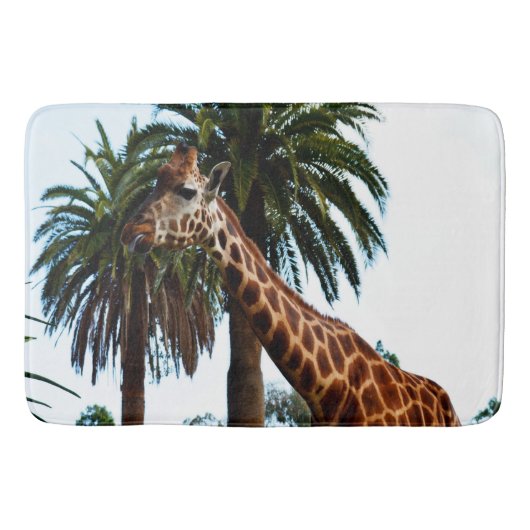 Funny Giraffe die een frambozen geeft, Badmat (Voorkant)