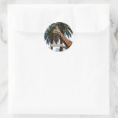 Funny Giraffe die een frambozen geeft, Ronde Sticker (Tas)