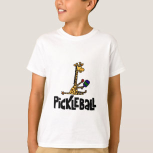 Funny Giraffe die Pickleball Cartoon speelt T-shirt