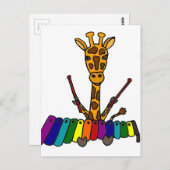 Funny Giraffe die Xylophone Cartoon speelt Briefkaart (Voorkant / Achterkant)