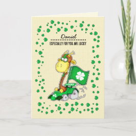 Funny Giraffe | Douanenaam St. Patrick's Day Kaart