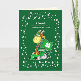 Funny Giraffe | Douanenaam St. Patrick's Day Kaart