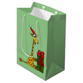Funny Giraffe en cadeau voor kerstcadeautjes Medium Cadeauzakje (Voorkant Gekanteld)