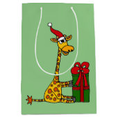 Funny Giraffe en cadeau voor kerstcadeautjes Medium Cadeauzakje (Voorkant)