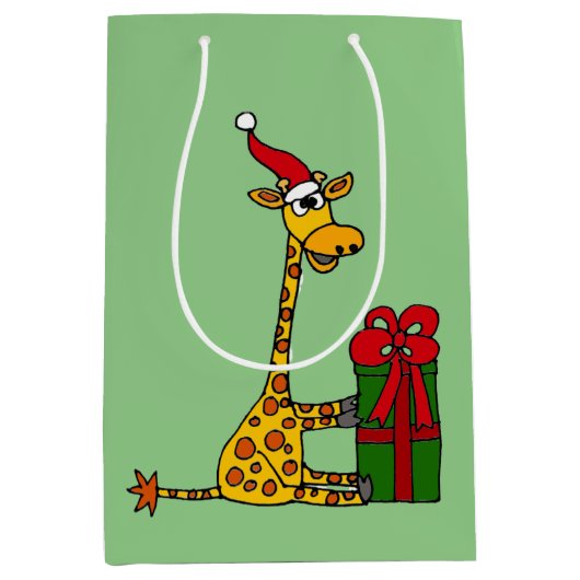 Funny Giraffe en cadeau voor kerstcadeautjes Medium Cadeauzakje (Voorkant)