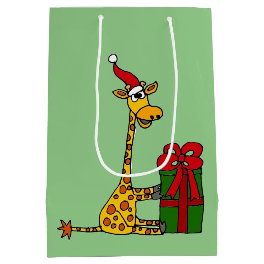 Funny Giraffe en cadeau voor kerstcadeautjes Medium Cadeauzakje (Achterkant)
