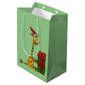 Funny Giraffe en cadeau voor kerstcadeautjes Medium Cadeauzakje (Achterkant Gekanteld)
