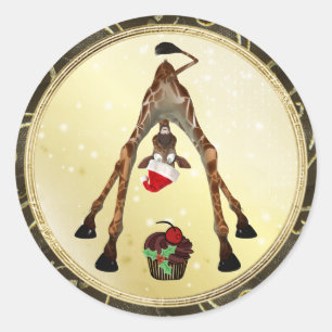 Funny Giraffe en Cupcake Kerst stickers