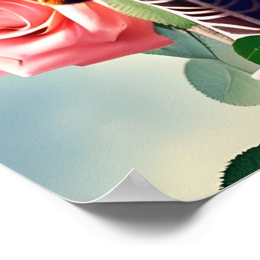 Funny Giraffe en Rozen Digital Art Poster (Hoek)