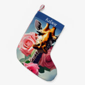 Funny Giraffe en Rozen Surreal-gepersonaliseerd Kleine Kerstsok (Voorkant (Hangend))