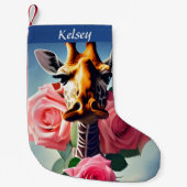 Funny Giraffe en Rozen Surreal-gepersonaliseerd Kleine Kerstsok (Voorkant)