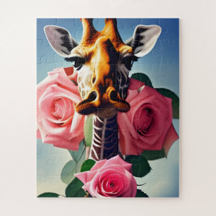 Funny Giraffe en Rozen Surreal Legpuzzel