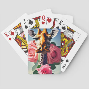 Funny Giraffe en Rozen Surreal Pokerkaarten