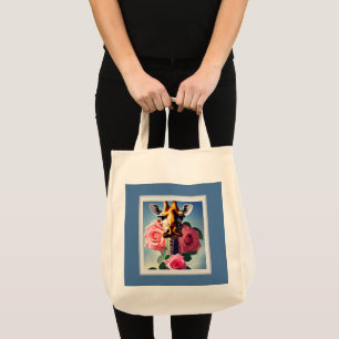 Funny Giraffe en Rozen Surreal Shopping Tas