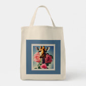 Funny Giraffe en Rozen Surreal Shopping Tas (Achterkant)