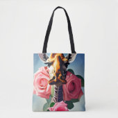 Funny Giraffe en Rozen Surreal Tote Bag (Voorkant)