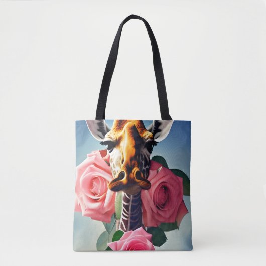 Funny Giraffe en Rozen Surreal Tote Bag (Voorkant)