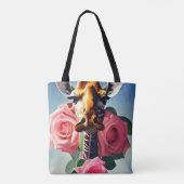 Funny Giraffe en Rozen Surreal Tote Bag (Achterkant)