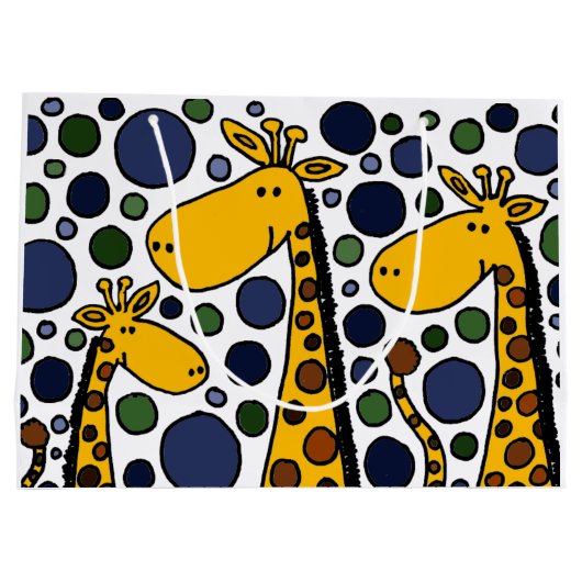 Funny Giraffe Family Abstract Gift Bag Groot Cadeauzakje (Achterkant)