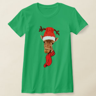 Funny Giraffe Feestdagen kerstT-shirt design T-shirt