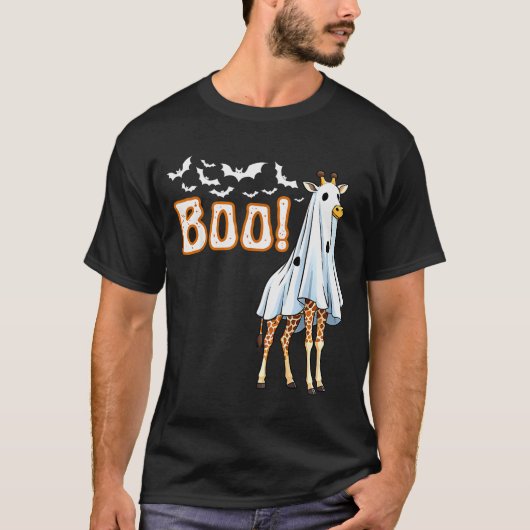Funny Giraffe Ghost Boo Shirt Cute Animal Hallowee (Voorkant)