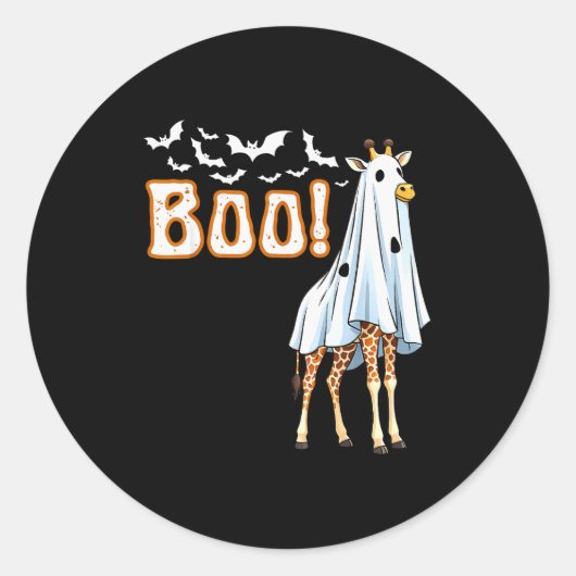 Funny Giraffe Ghost Boo Shirt Cute Animal Hallowee Ronde Sticker (Voorkant)